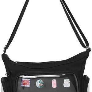 Canvas Ita Bag Crossbody Shoulder Bag with Anime Pins Display for Cosplay